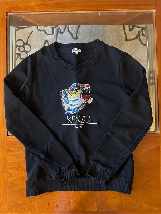 Kenzo Sweaters - Kenzo Black Crewneck with Multicolor Tiger Embroidery
